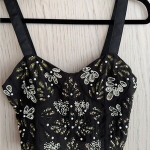 Zara Black and Gold Embellished Blouse